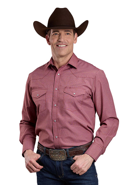 Men's Roper Long Sleeve Snap Red Basket Weave Western Shirt 01-001-0145-1081
