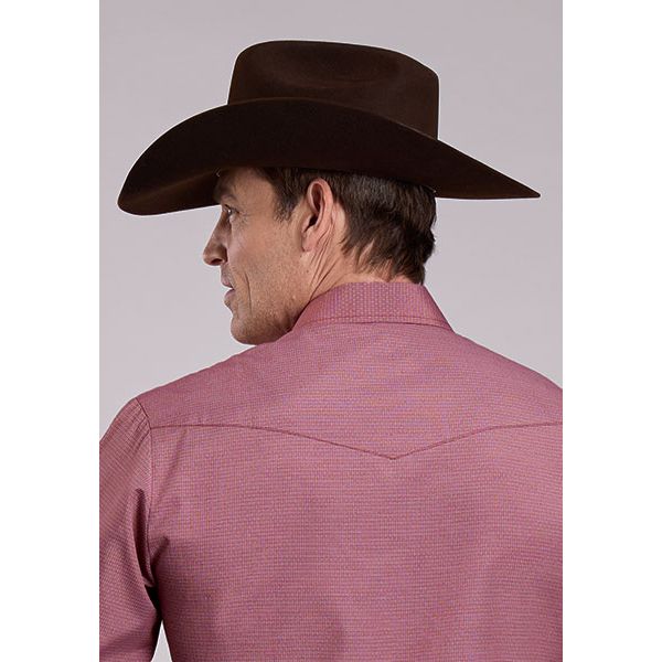 Men's Roper Long Sleeve Snap Red Basket Weave Western Shirt 01-001-0145-1081