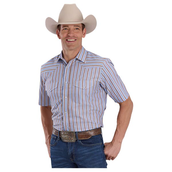 Men's Short Sleeve Snap Yarn Dyed Shirt 01-002-0144-0446 - Crazy House Western Wear