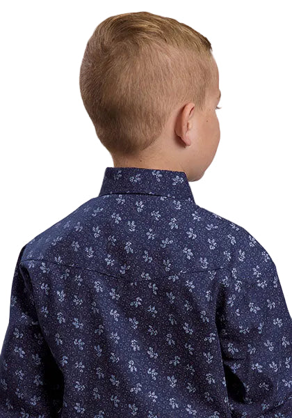Roper Boy's Long Sleeve Blue Floral Snap Shirt 01-030-0019-7019