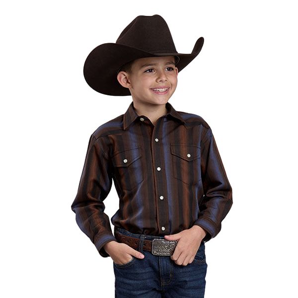 Boy's Roper Long Sleeve Yarn Dyed Stripe Snap Shirt 01-030-0044-1084