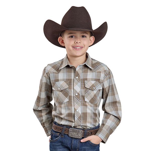 Boy's Roper Long Sleeve Snap Woven Plaid Shirt