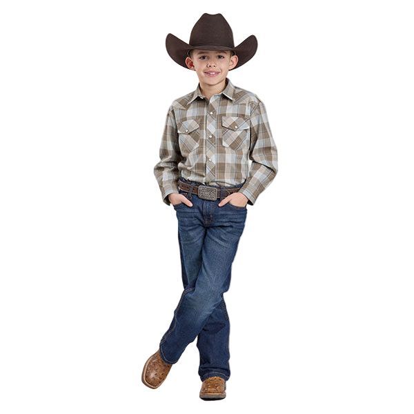 Boy's Roper Long Sleeve Snap Woven Plaid Shirt