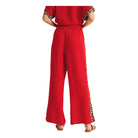Women's Red And Cheetah Print Pants G14475-3-BOTTOM - Crazy House Western Wear