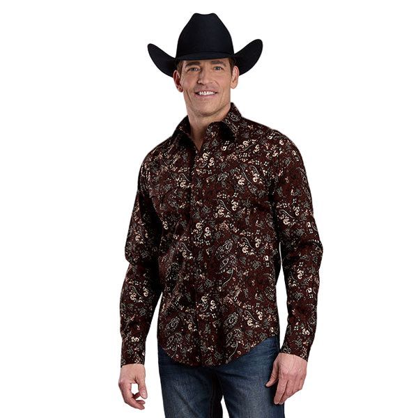 Men's Roper Long Sleeve Allover Print Snap Shirt 03-001-0064-0158