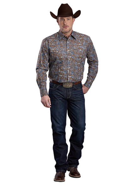 Men's Roper Long Sleeve Snap Bluebird Paisley Western Shirt 03-001-0225-1024