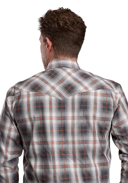 Roper Men's Long Sleeve Gray Smoky Plaid Snap Shirt 03-001-0278-6075