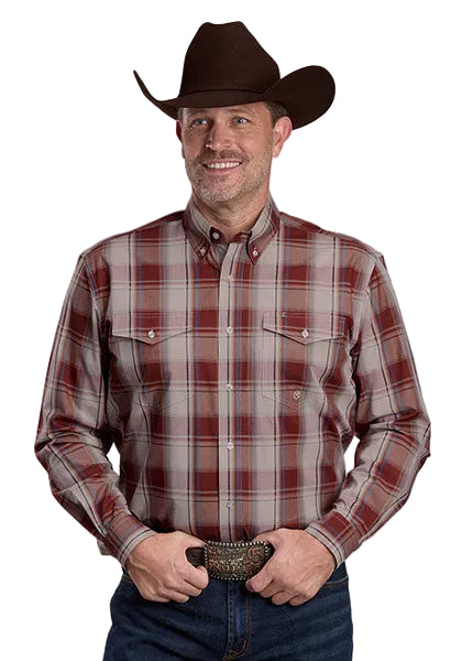Roper Men's Long Sleeve Red Rock Plaid Button Down Shirt 03-001-0378-6076