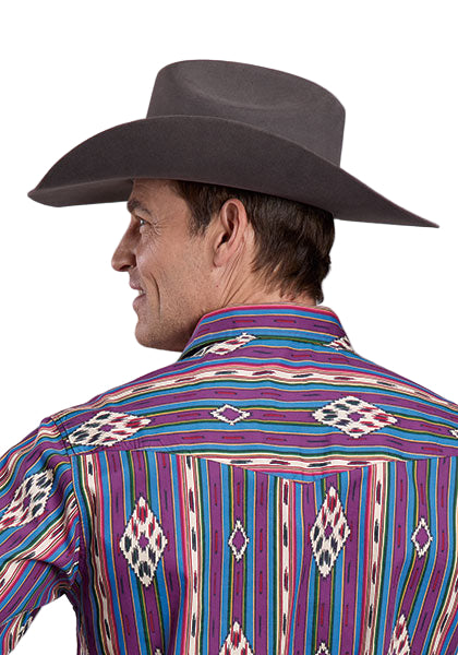 Men's Roper Long Sleeve Purple Snap Up Printed Shirt 03-001-0485-0100