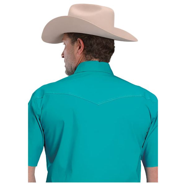 Men's Roper Short Sleeve Turquoise Pearl Snap Shirt 03-002-0265-4101 - Crazy House Western Wear