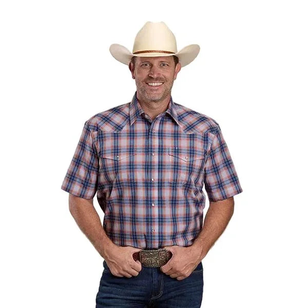 Men's Roper Short Sleeve Plaid Snap Up Shirt 03-002-0278-4057