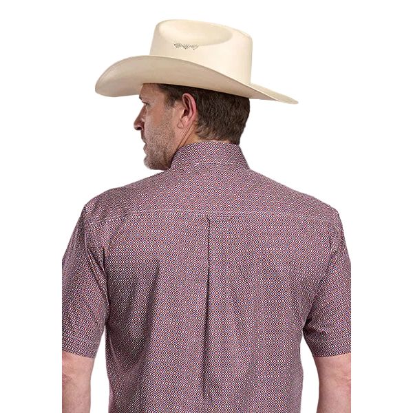 Men's Roper Red Short Sleeve Allover Amarillo Print Button Up Shirt 03-002-0326-2032
