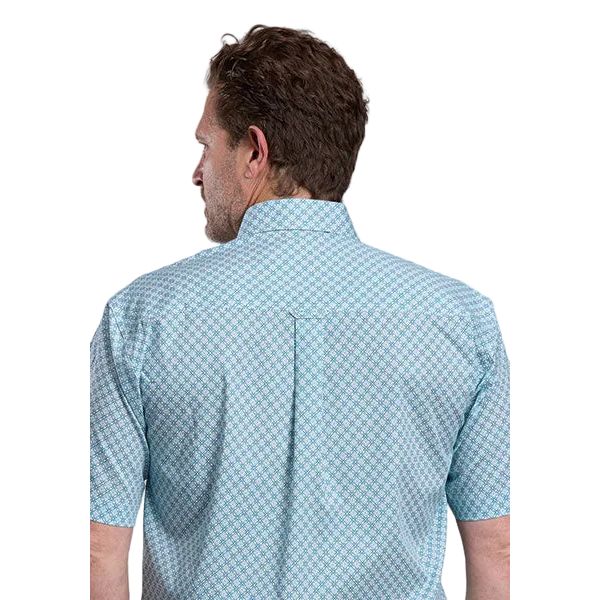 Men's Roper Short Sleeve Green and Teal Amarillo Allover Print Button Up Shirt 03-002-0326-2105