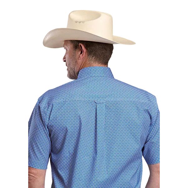Men's Roper Blue Short Sleeve All Over Print Button Up Shirt 03-002-0326-4303