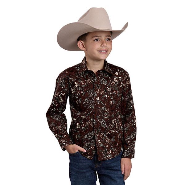 Boy's Roper Long Sleeve Allover Print Snap Shirt 03-030-0064-0158