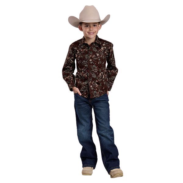 Boy's Roper Long Sleeve Allover Print Snap Shirt 03-030-0064-0158