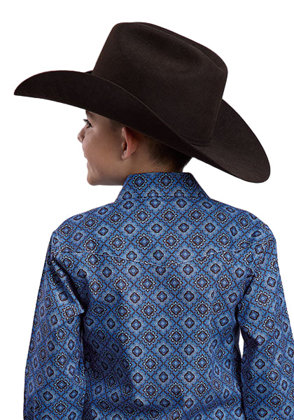 Boy's Roper Long Sleeve Snap Vintage Blue Paisley Western Shirt 03-030-0225-1023