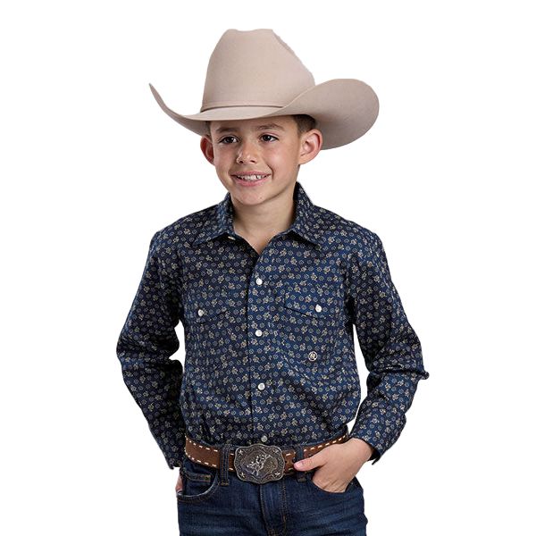 Boy's Roper Long Sleeve Amarillo Poplin Paisley Snap Shirt 03-030-0225-1102