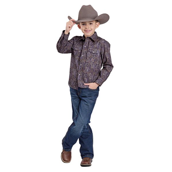 Boy's Roper Long Sleeve Amarillo Snap Allover Printed Button Up 03-030-0225-6029