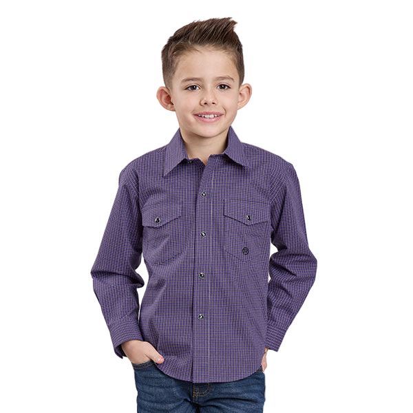 Boy's Roper Purple Long Sleeve Snap Up Shirt