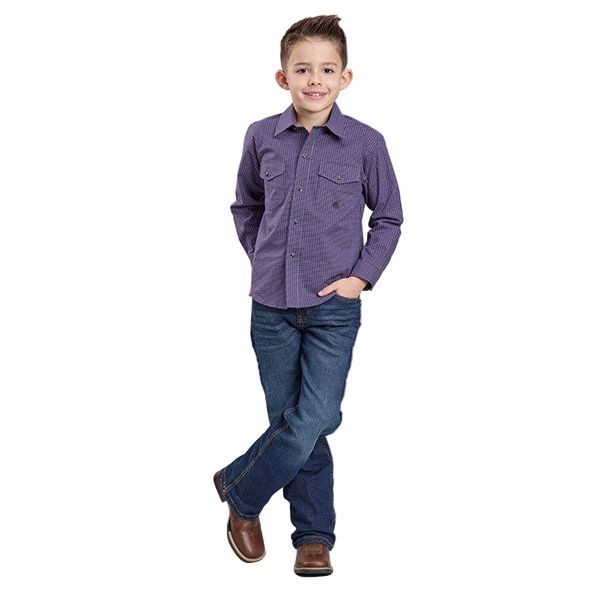 Boy's Roper Purple Long Sleeve Snap Up Shirt