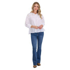Women's Roper White Long Sleeve Embroidery Fabric Shirt 03-050-0565-5056 - Crazy House Western Wear