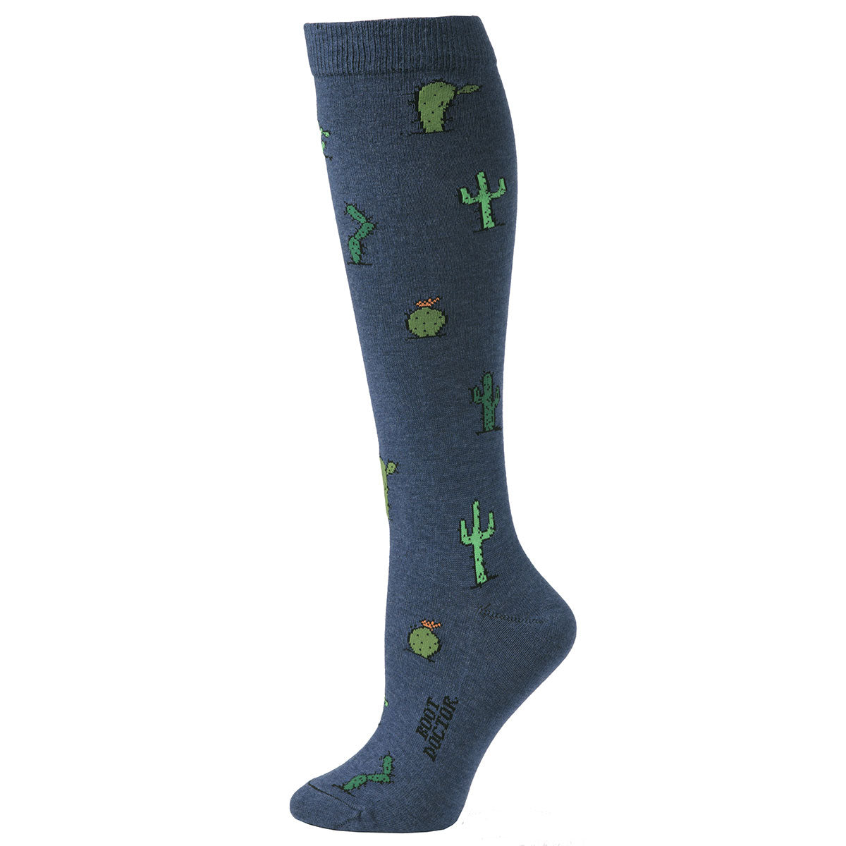 Women's Boot Doctor Navy Over the Calf Cactus Pattern Socks 0417203