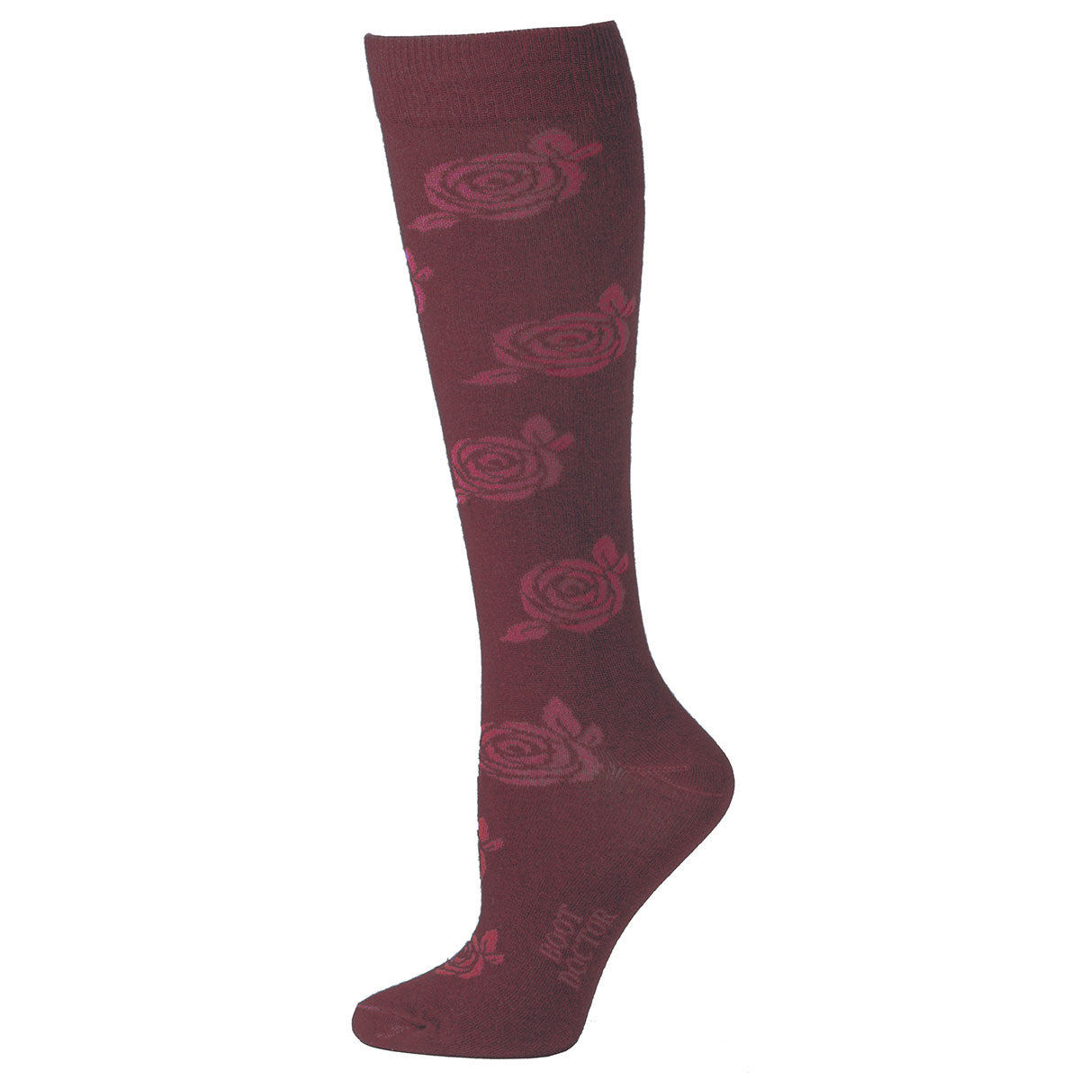 Women's Boot Doctor Red Over The Calf Rose Pattern Socks 0417904