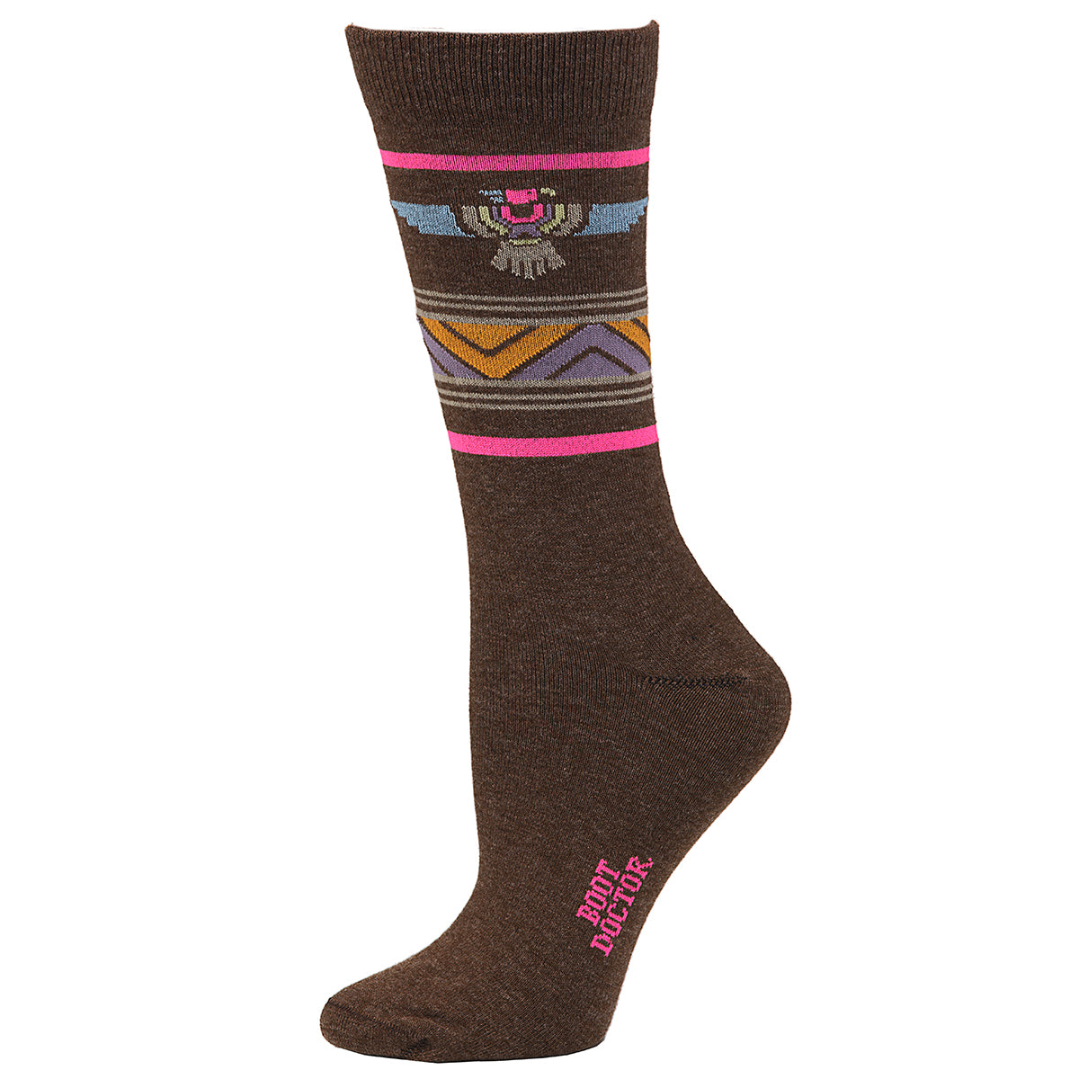 Women's Boot Doctor Brown Crew Thunderbird and Stripe Design Socks 0419002-M