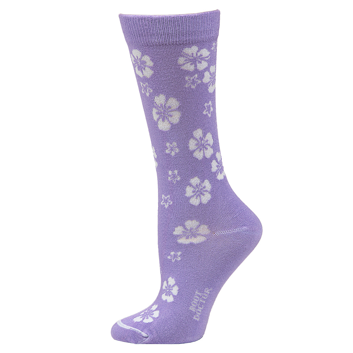 Women's Boot Doctor Crew Purple Flowers and Star Design Socks 0419416-M