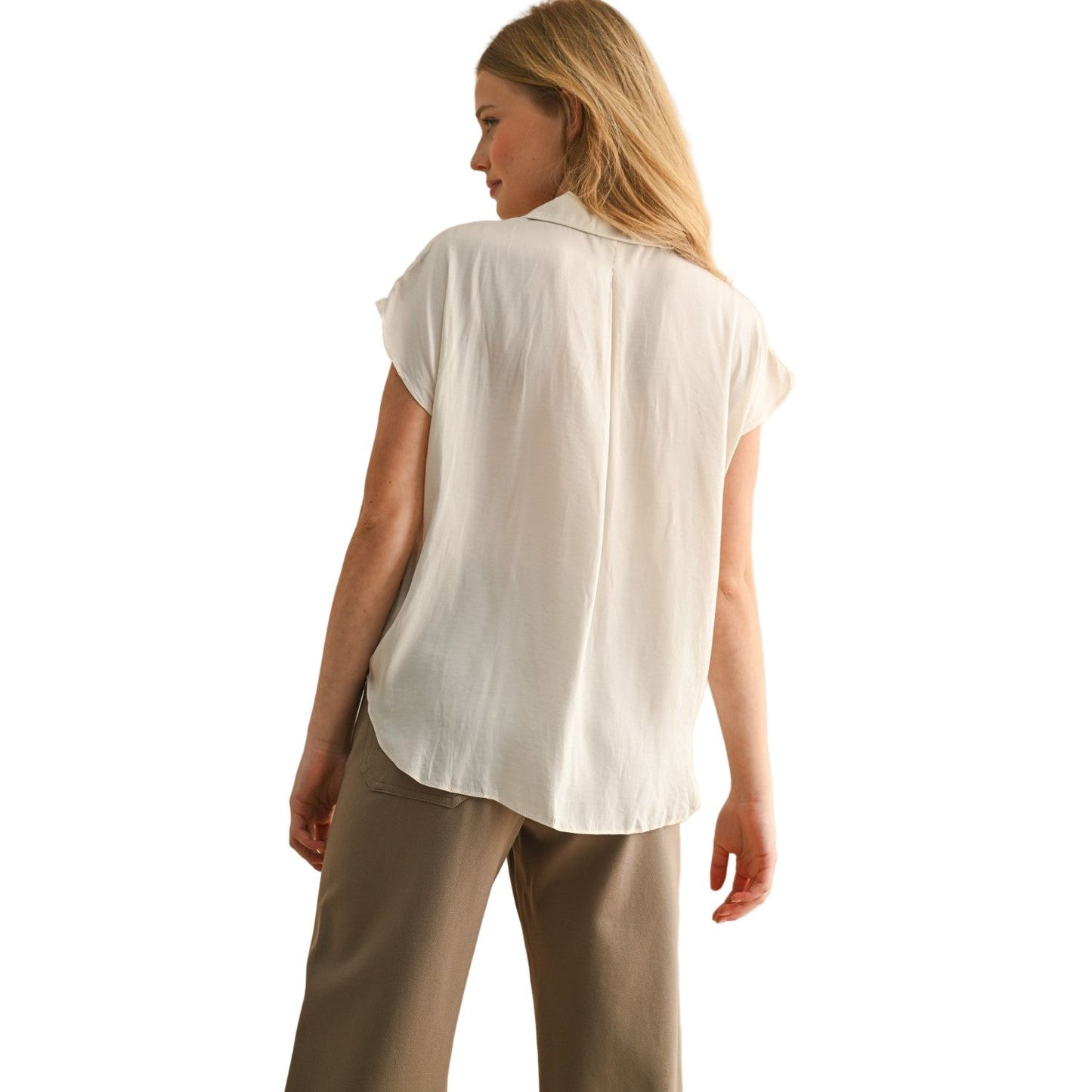 Women's Button Down Cap Sleeve Shirts MMT1194