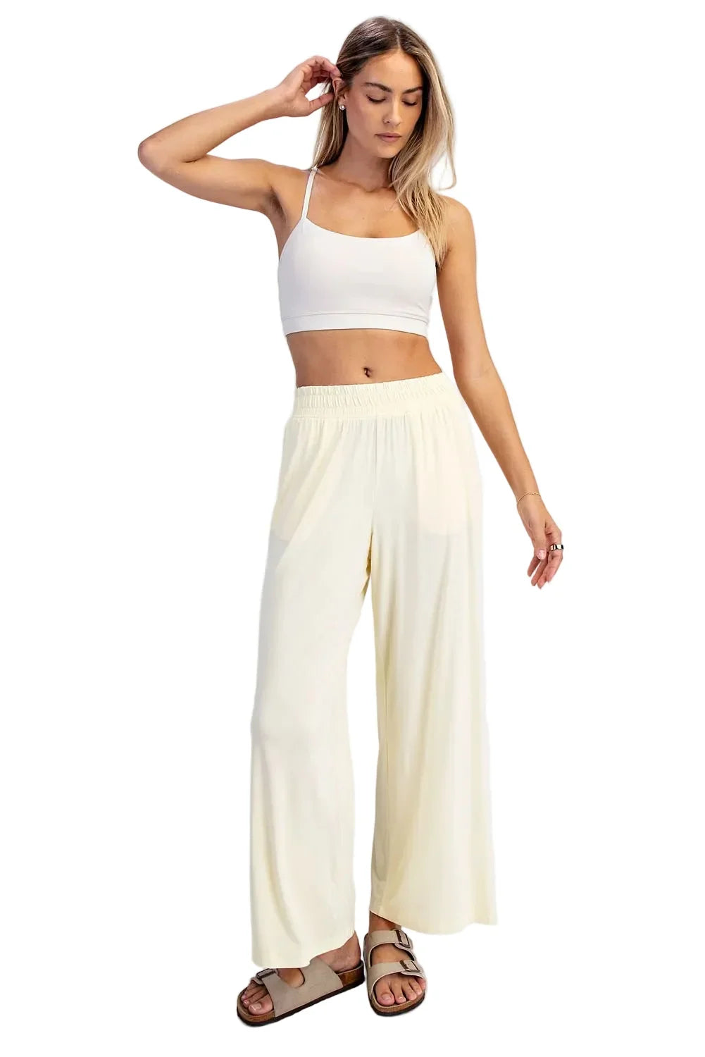 Rae Mode Women's Viscose Modal Cropped Wide Leg Pants