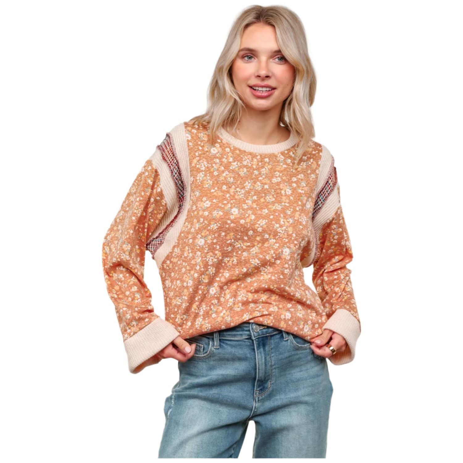 Women's Long Sleeve Color block Sweater HT7184 - Crazy House Western Wear