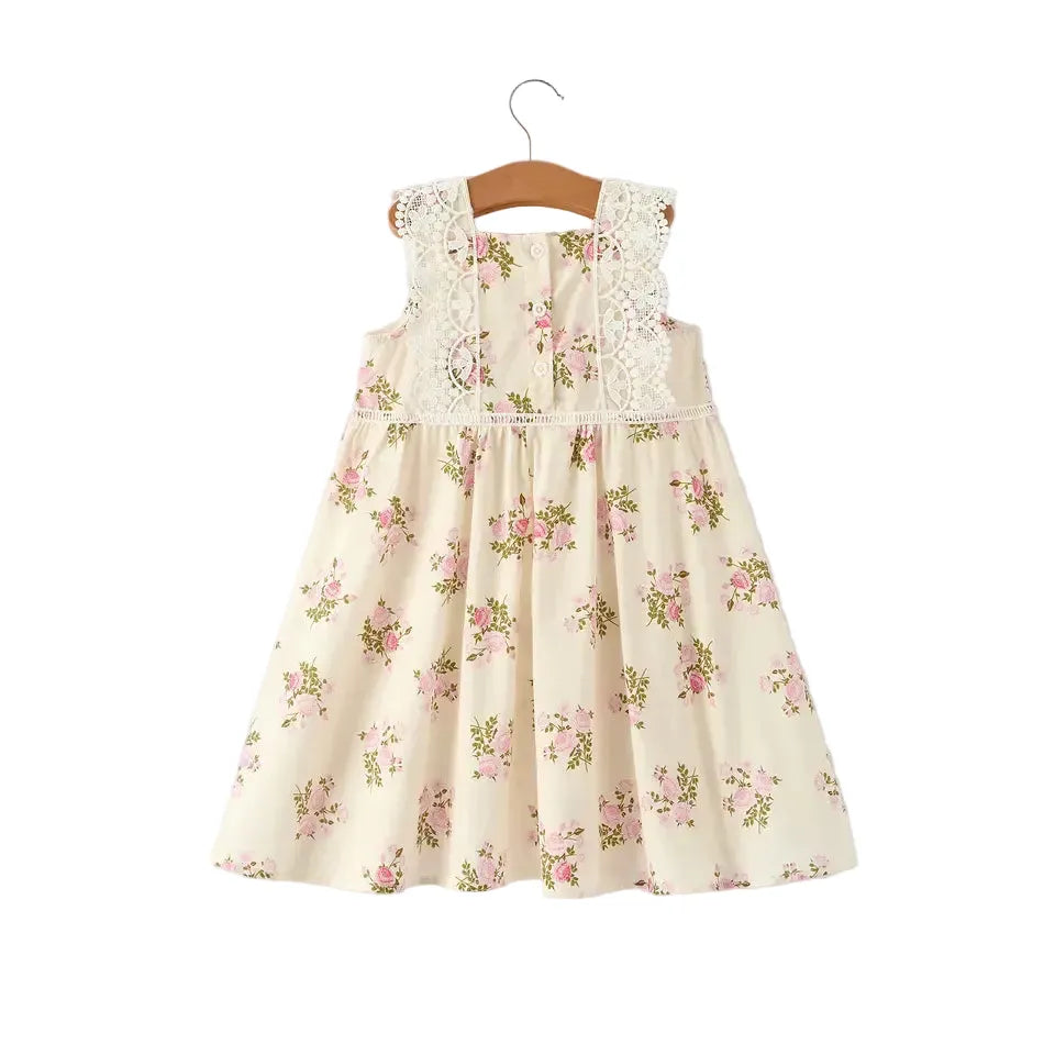 Girl's Youth Lace-Trimmed Bow Dress