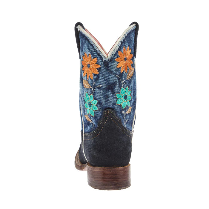 Girl's Roper Flower Power Blue Suede and Denim Shaft Cowgirl Boot 09-018-7022-8706