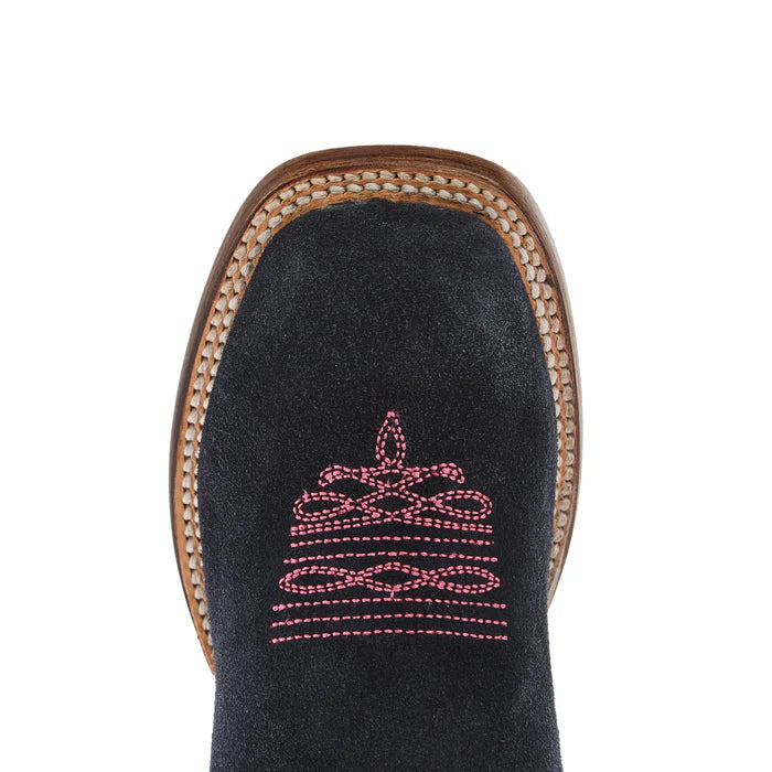 Girl's Roper Flower Power Blue Suede and Denim Shaft Cowgirl Boot 09-018-7022-8706