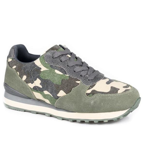 Women's Roper Green Cow Suede and Camo Print Casual Shoes 09-021-1797-3764