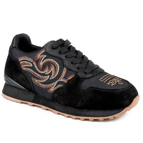Women's Roper Black Cow Suede with Western Stitch Casual Shoe 09-021-1797-3793