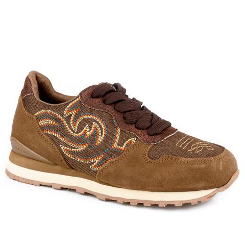 Women's Roper Brown Cow Suede and Western Stitch Casual Shoes 09-021-1797-3794