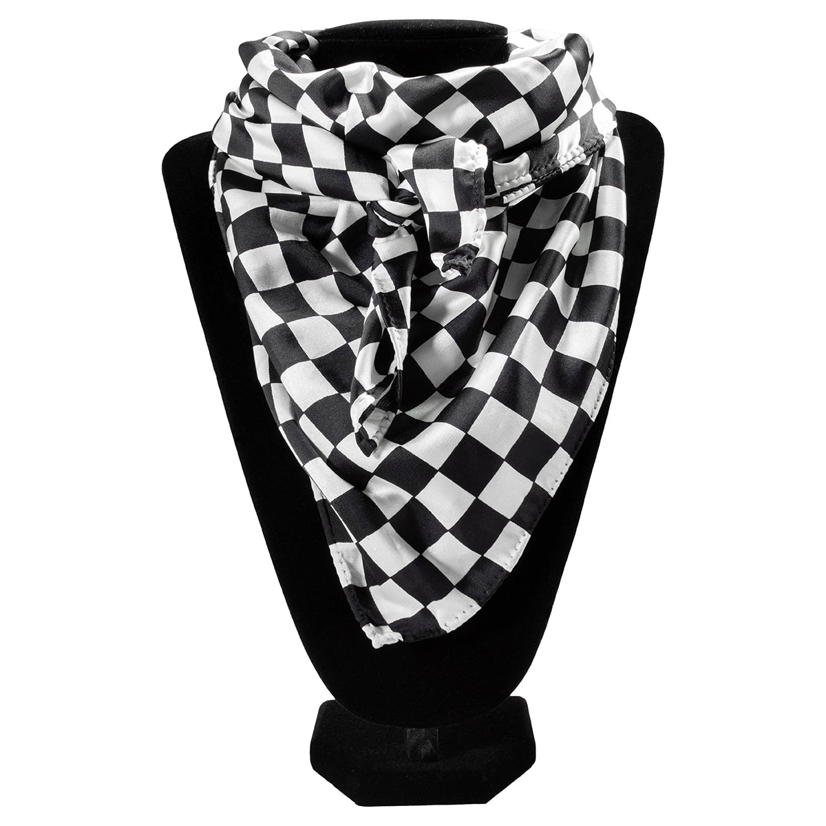 Black and White Checkered Print Wild Rag Scarf