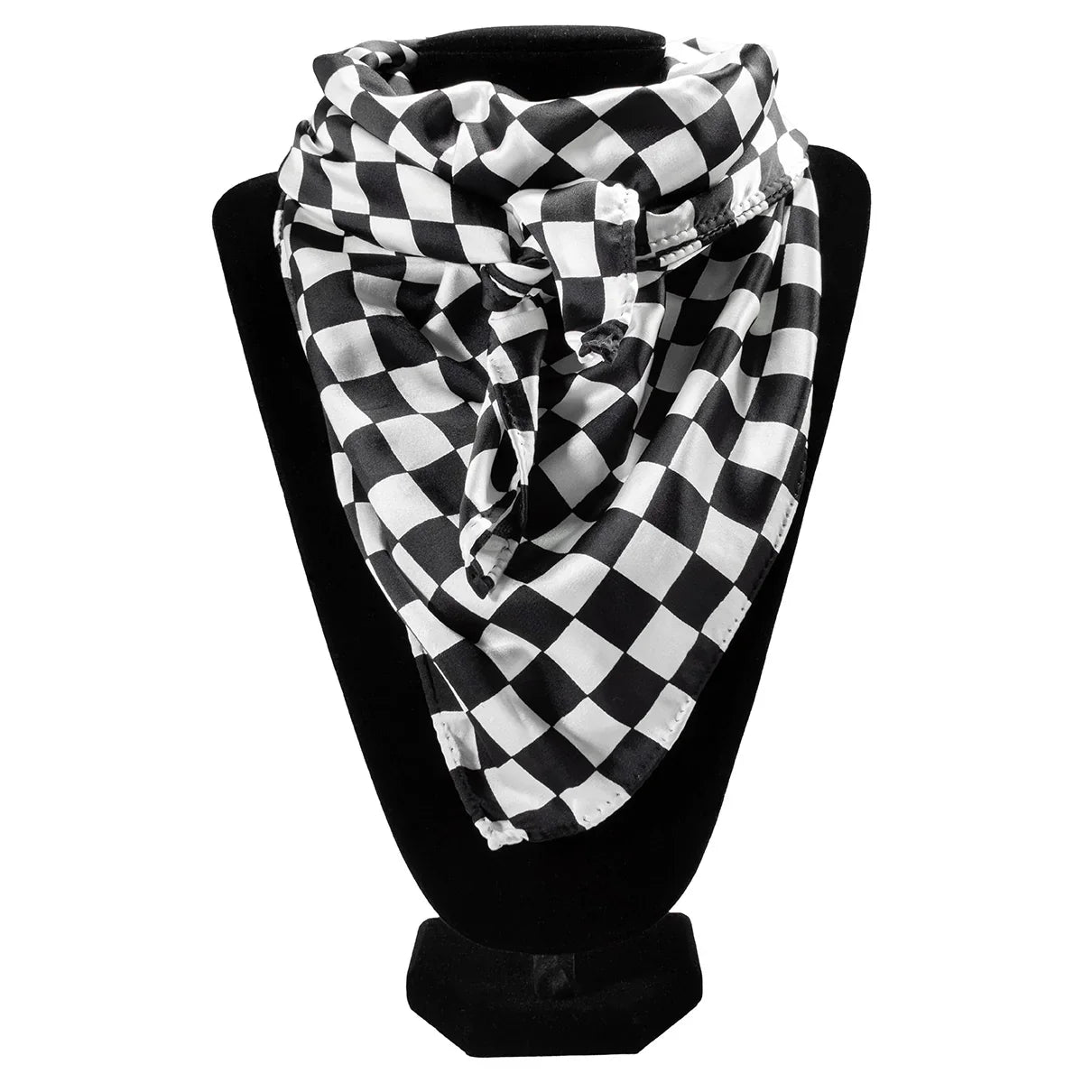 Black and White Checkered Print Wild Rag Scarf
