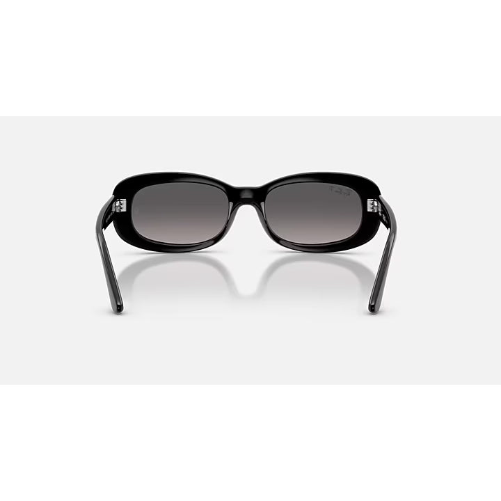 Ray-Ban Polished Black Oval Sunglasses with Gradient Gray Polarized Lenses 0RB2221-901-M356