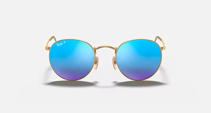 Ray-Ban Blue and Gold Round Flash Lenses 0RB3447-112/4L50