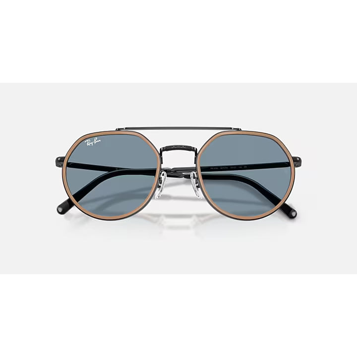 Ray-Ban Circle Polished Black Frame Sunglasses with Blue Lenses 0RB3765-9279R553