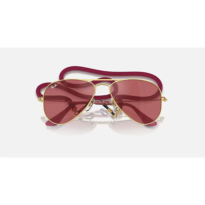 Kids Ray-Ban Red and Gold Aviators 0RJ9506S-223/B5