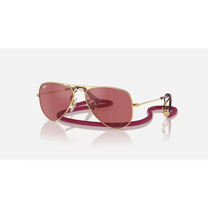 Kids Ray-Ban Red and Gold Aviators 0RJ9506S-223/B5