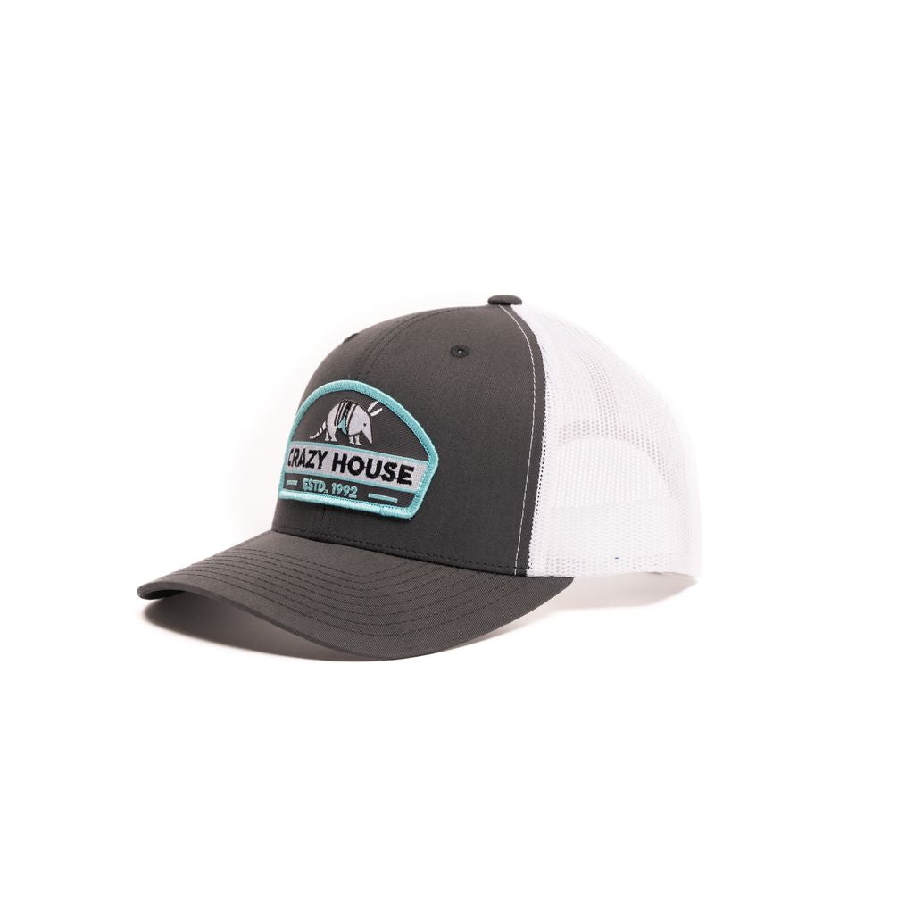 Crazy House Unisex Grey and Black Snapback with Armadillo Patch - Crazy House Western Wear