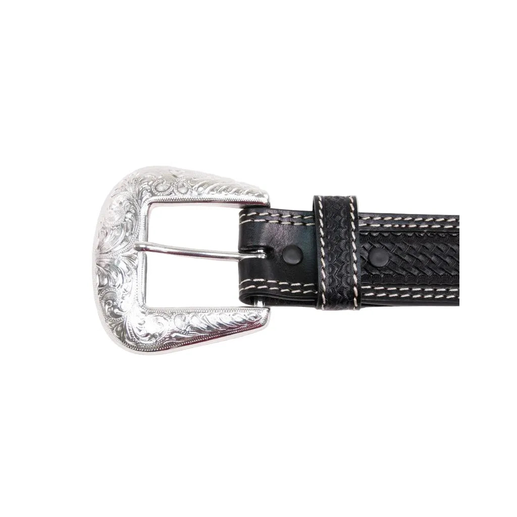 Men's Cowboy Chrome Belt with Basket Tooling 1001