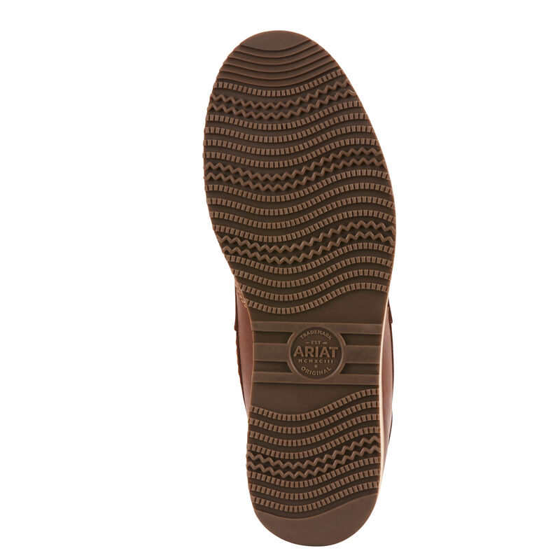 Brown boot sole with Ariat logo on a white background