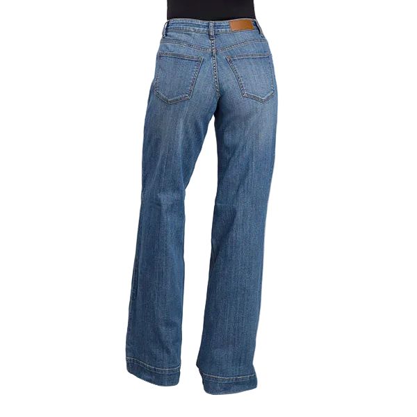 Women's Stetson Mid Wash Plain Pocket Wide Leg Jeans 10-054-0490-0200